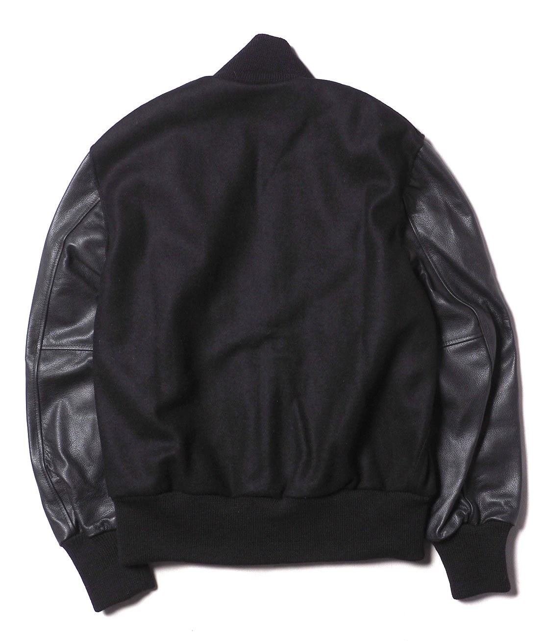 【SKOOKUM】LEATHER SLEEVE AWARD JACKET - BLACK