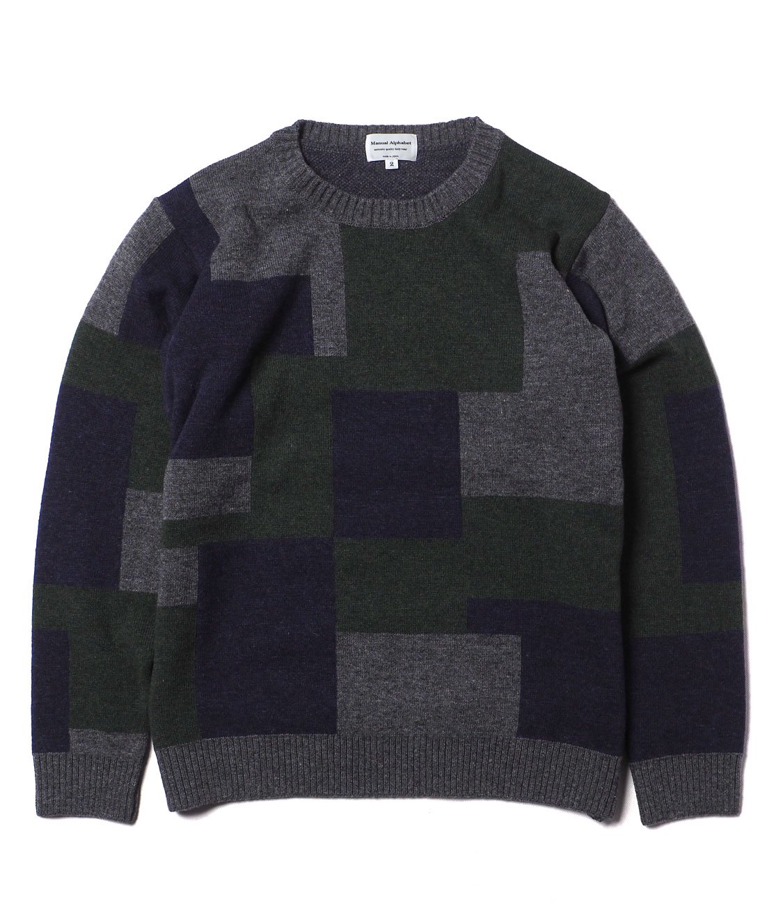 Manual Alphabet】PANEL COMBINATION SWEATER - PURPLE セーター