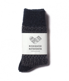 <img class='new_mark_img1' src='https://img.shop-pro.jp/img/new/icons47.gif' style='border:none;display:inline;margin:0px;padding:0px;width:auto;' />NISHIGUCHI KUTSUSHITAWOOL JACQUARD SOCKS - NAVY  륽å 㥬Ԥ