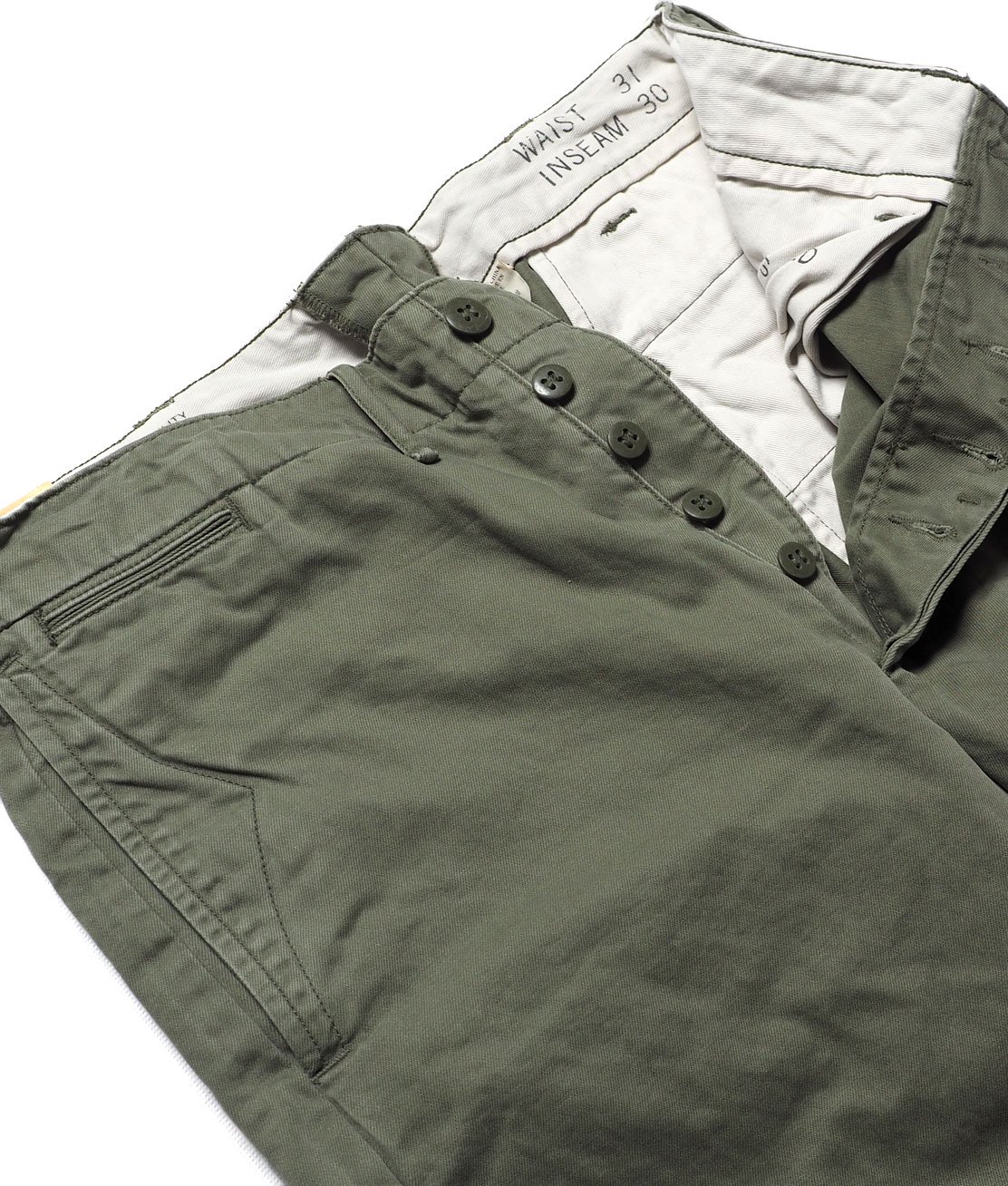 【RRL】OFFICER'S FLAT FRONT CHINO (w29 - w31) - OLIVE チノ パンツ - HUNKY DORY