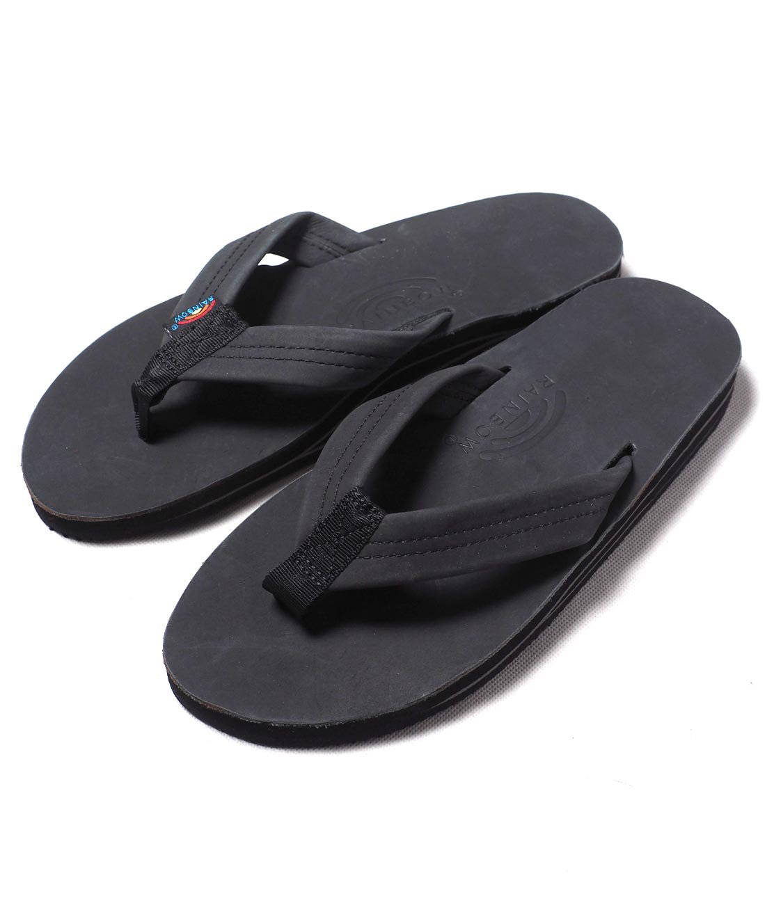 RAINBOW SANDALS】DOUBLE LAYER PREMIER LEATHER - BLACK レインボー