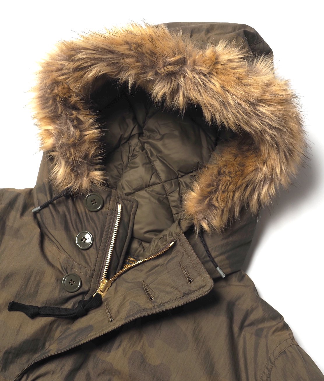 RRL】FAUX-FUR-TRIM CAMO PARKA - OLIVE CAMO フード ジャケット