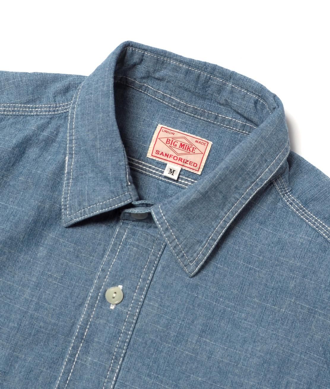 BIG MIKE】CHAMBRAY SHIRT - L.INDIGO シャンブレーシャツ ワーク