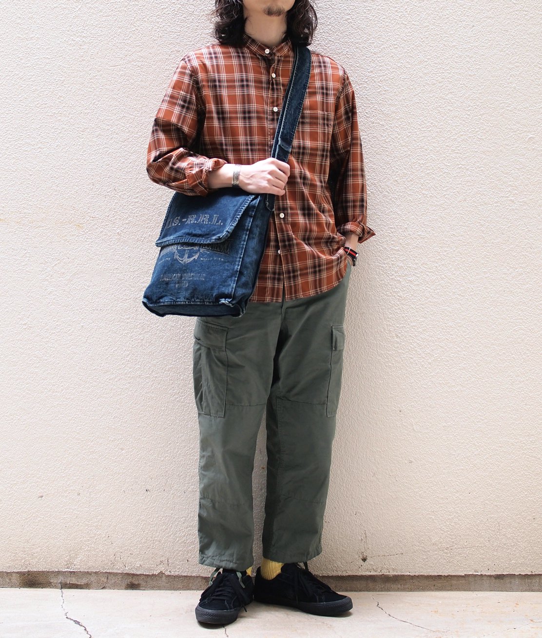 RRL】JONES BAG - INDIGO キャンバス ショルダー バッグ インディゴ