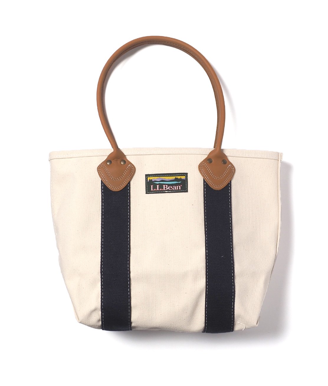 L L Bean Classic Leather Handle Tote Medium Natural Blue レザーハンドル トート 日本正規品 Hunky Dory