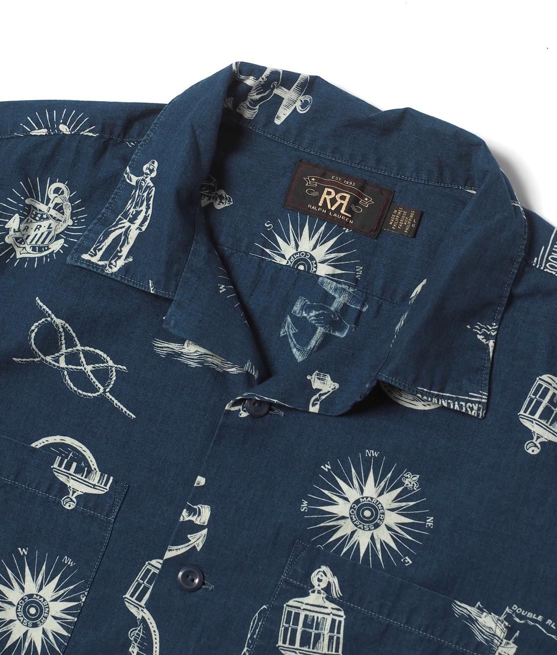 RRL】ALOHA CAMP SHIRT - INDIGO アロハシャツ インディゴ染め