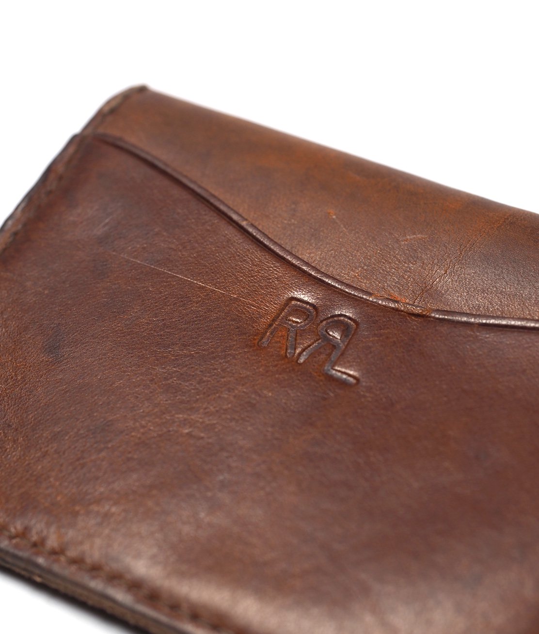 RRL】TUMBLED LEATHER CARD WALLET - DARK BROWN カードケース