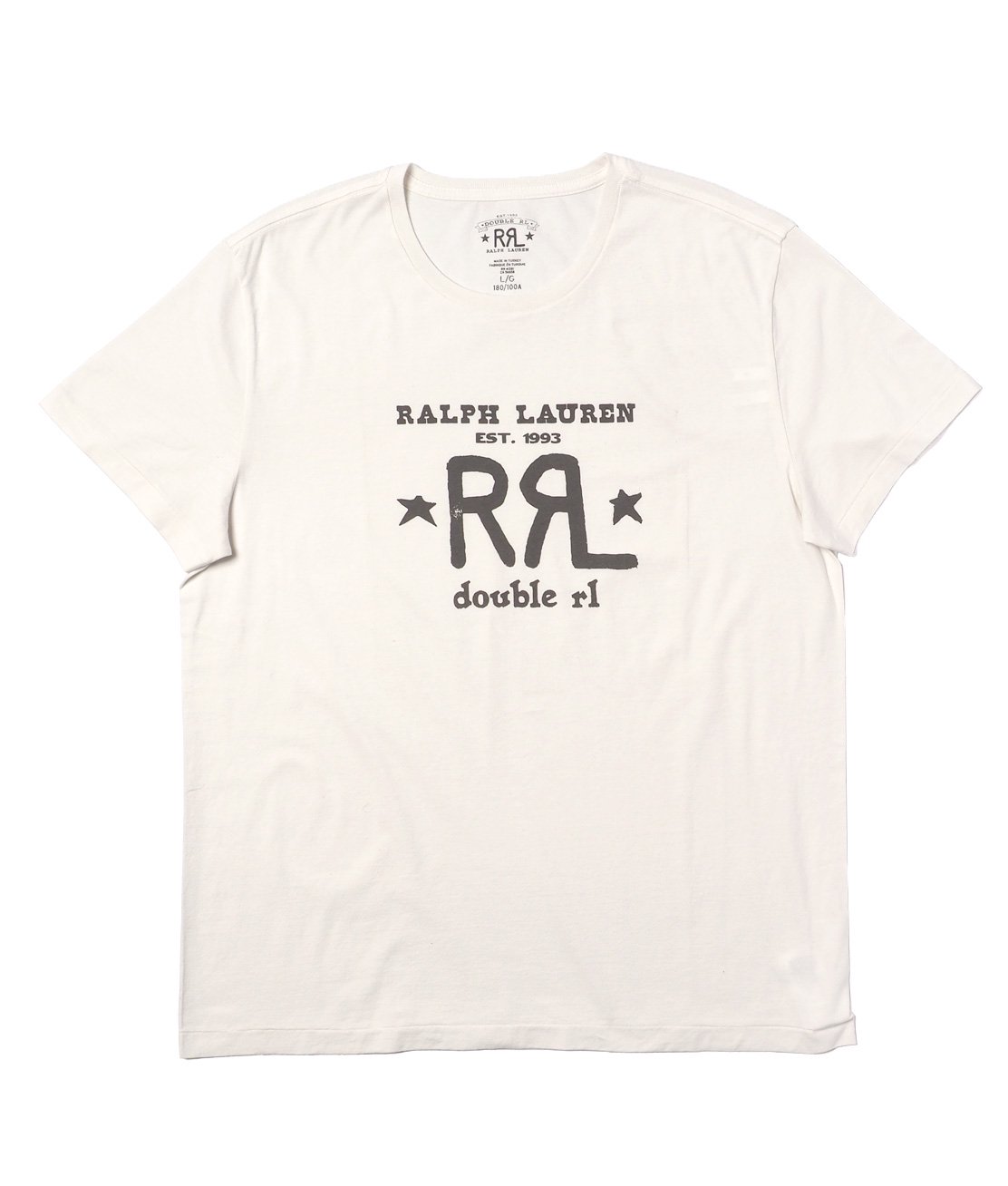 RRL】LOGO CREWNECK TEE - WHITE グラフィック Tシャツ RRLロゴ