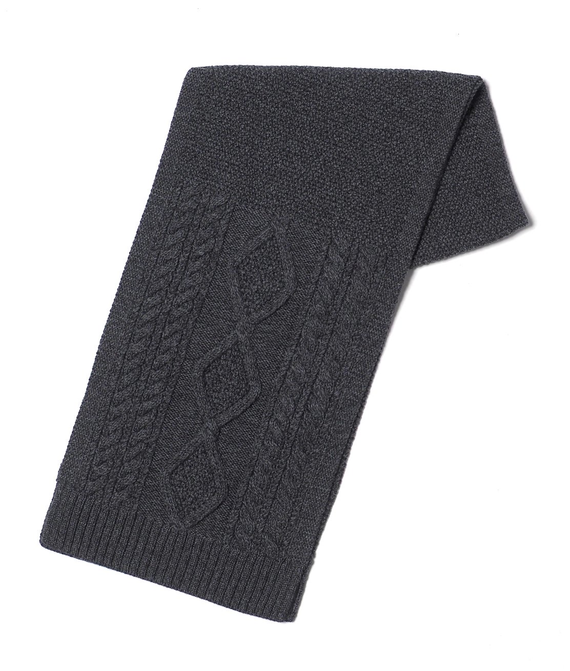 Double RL】ARAN-KNIT SCARF - CHARCOAL アランニット スカーフ