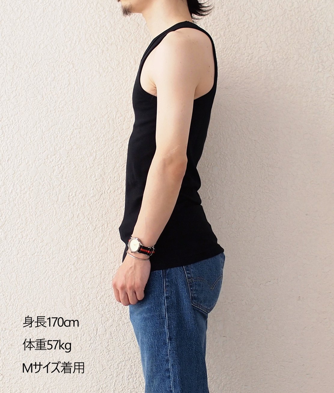 Hanes】HM3-R102 BEEFY RIB TANK TOP - BLACK ビーフィー リブタンク