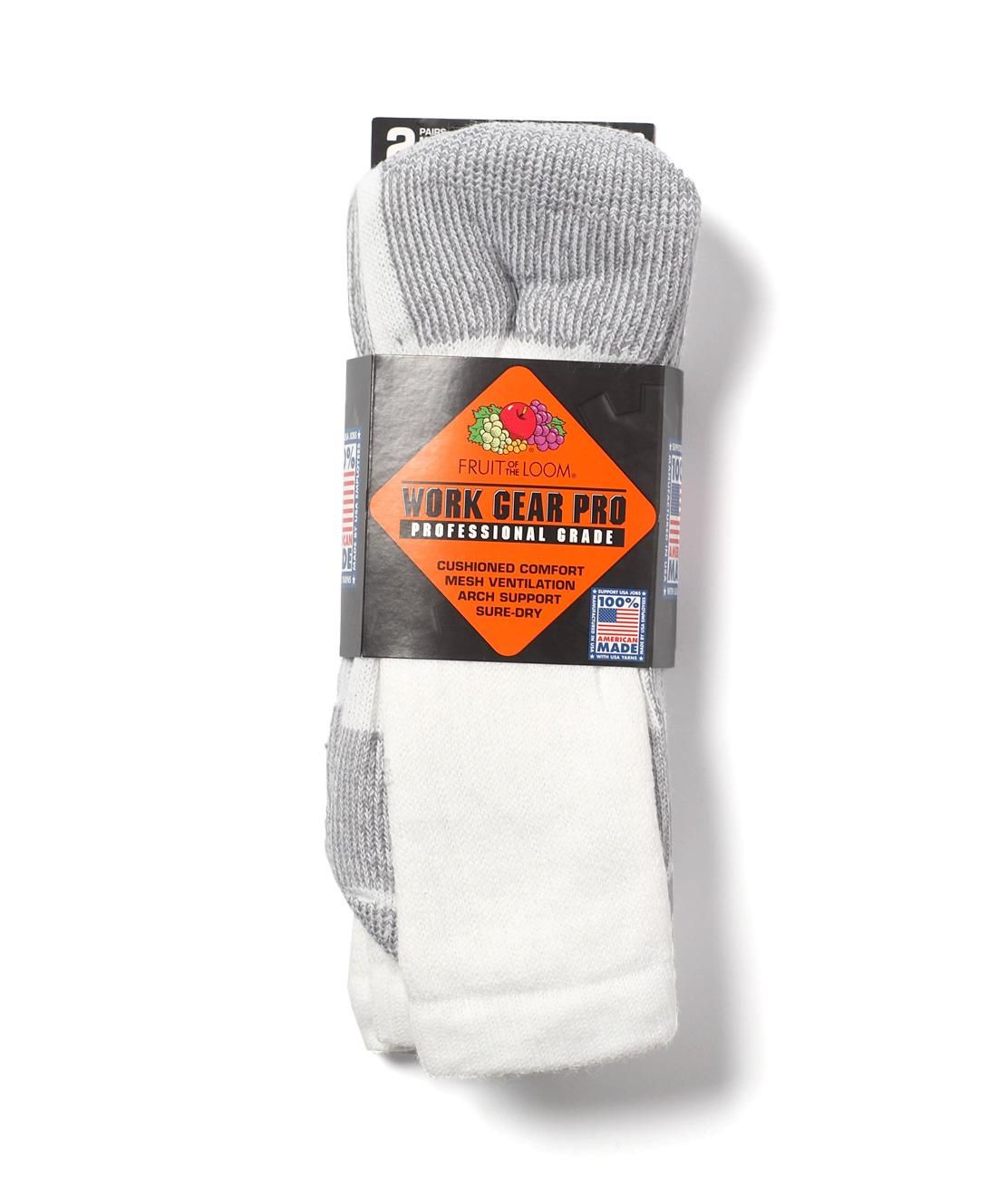NOS】FRUIT OF THE LOOM WORK GEAR PRO 2P SOCKS - WHITE ソックス 靴下 USA製 - HUNKY DORY