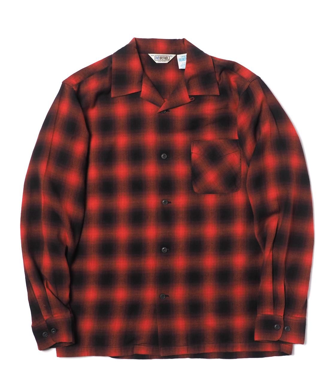 FIVE BROTHER】LIGHT FLANNEL L/S ONE-UP SHIRT - RED OMBRE