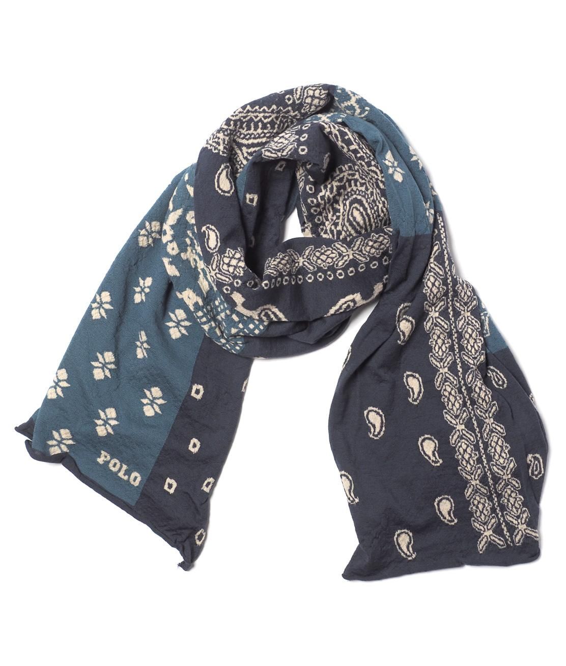 Ralph Lauren】FELTED WOOL KNIT BANDANA - NEWPORT NAVY マフラー