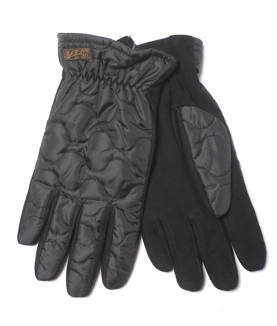 Ralph Lauren】QUILTED GLOVE - BLACK/BLACK キルティング×レザー 手袋