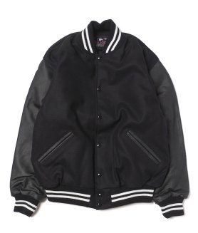 <img class='new_mark_img1' src='https://img.shop-pro.jp/img/new/icons6.gif' style='border:none;display:inline;margin:0px;padding:0px;width:auto;' />【GAME SPORTSWEAR】LEATHER SLEEVE VARSITY JACKET - BLK/BLK ゲームスポーツウェア スタジャン