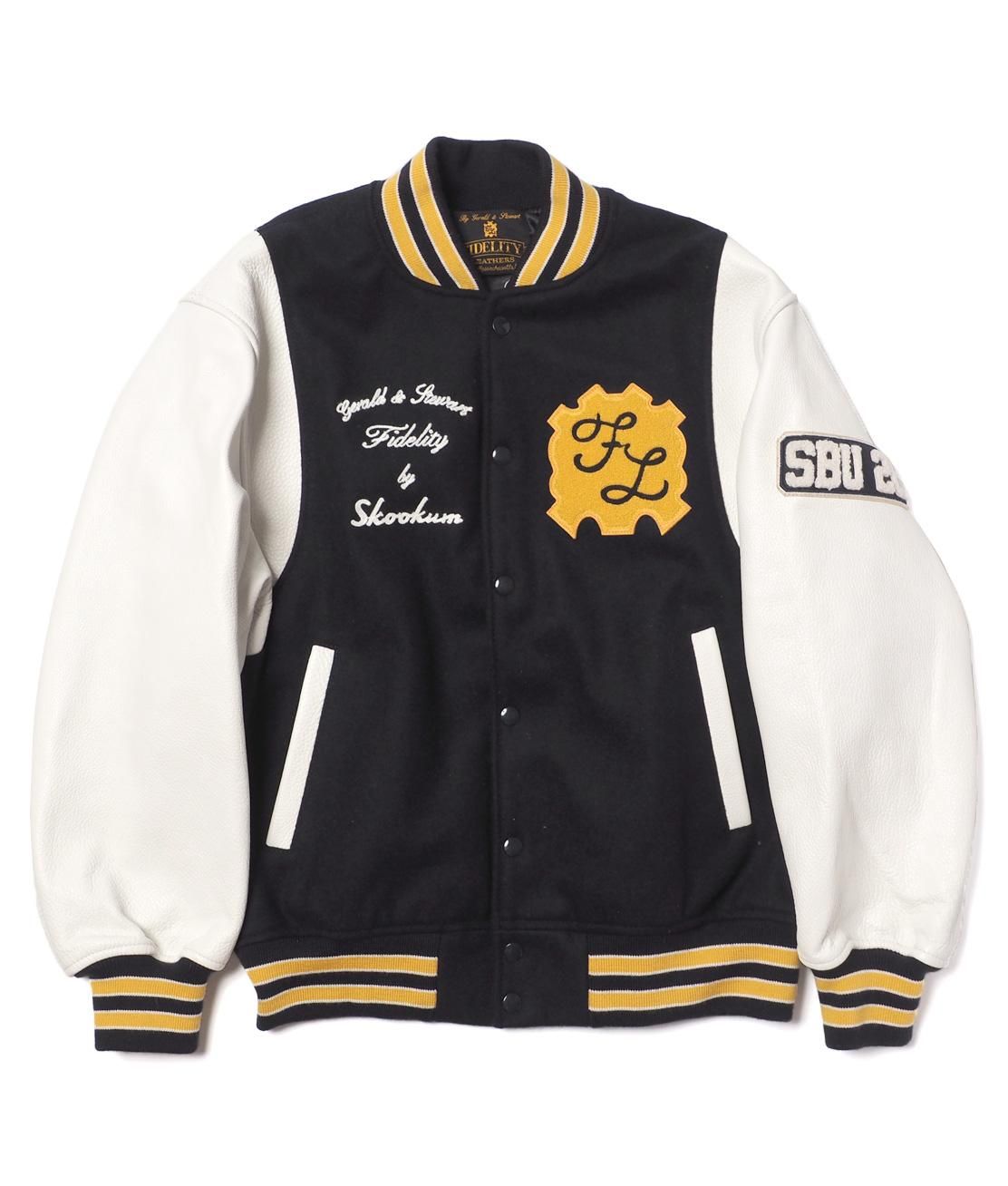 【FIDELITY×SKOOKUM】VARSITY JACKET - NAVY/WHITE フィデリティー スタジャン スクーカム - HUNKY  DORY