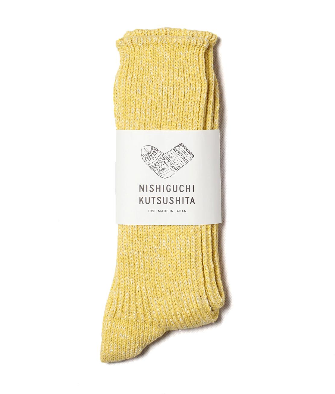 NISHIGUCHI KUTSUSHITA】HEMP COTTON RIBBED SOCKS - VINTAGE YELLOW