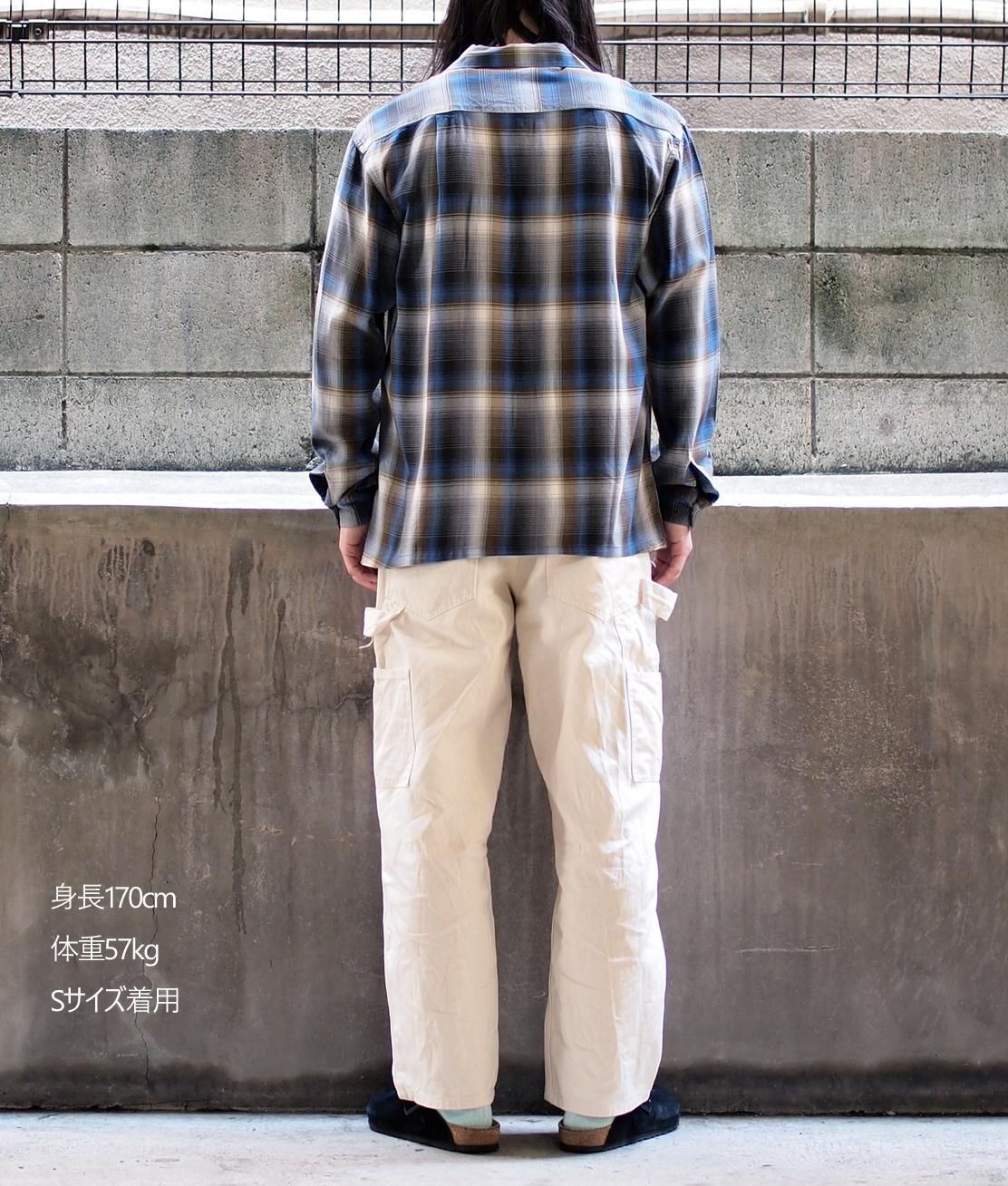 FIVE BROTHER】OPEN COLLAR L/S SHIRT - BLUE OMBRE レーヨンシャツ