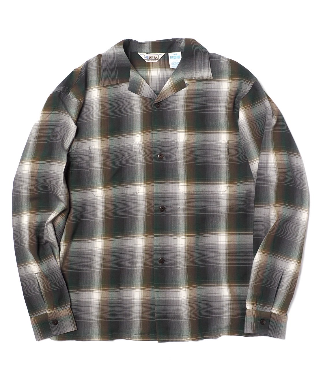 FIVE BROTHER】OPEN COLLAR L/S SHIRT - GREEN OMBRE レーヨンシャツ ...