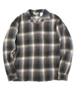<img class='new_mark_img1' src='https://img.shop-pro.jp/img/new/icons47.gif' style='border:none;display:inline;margin:0px;padding:0px;width:auto;' />【FIVE BROTHER】OPEN COLLAR L/S SHIRT - GREEN OMBRE レーヨンシャツ オンブレチェック 60年代風
