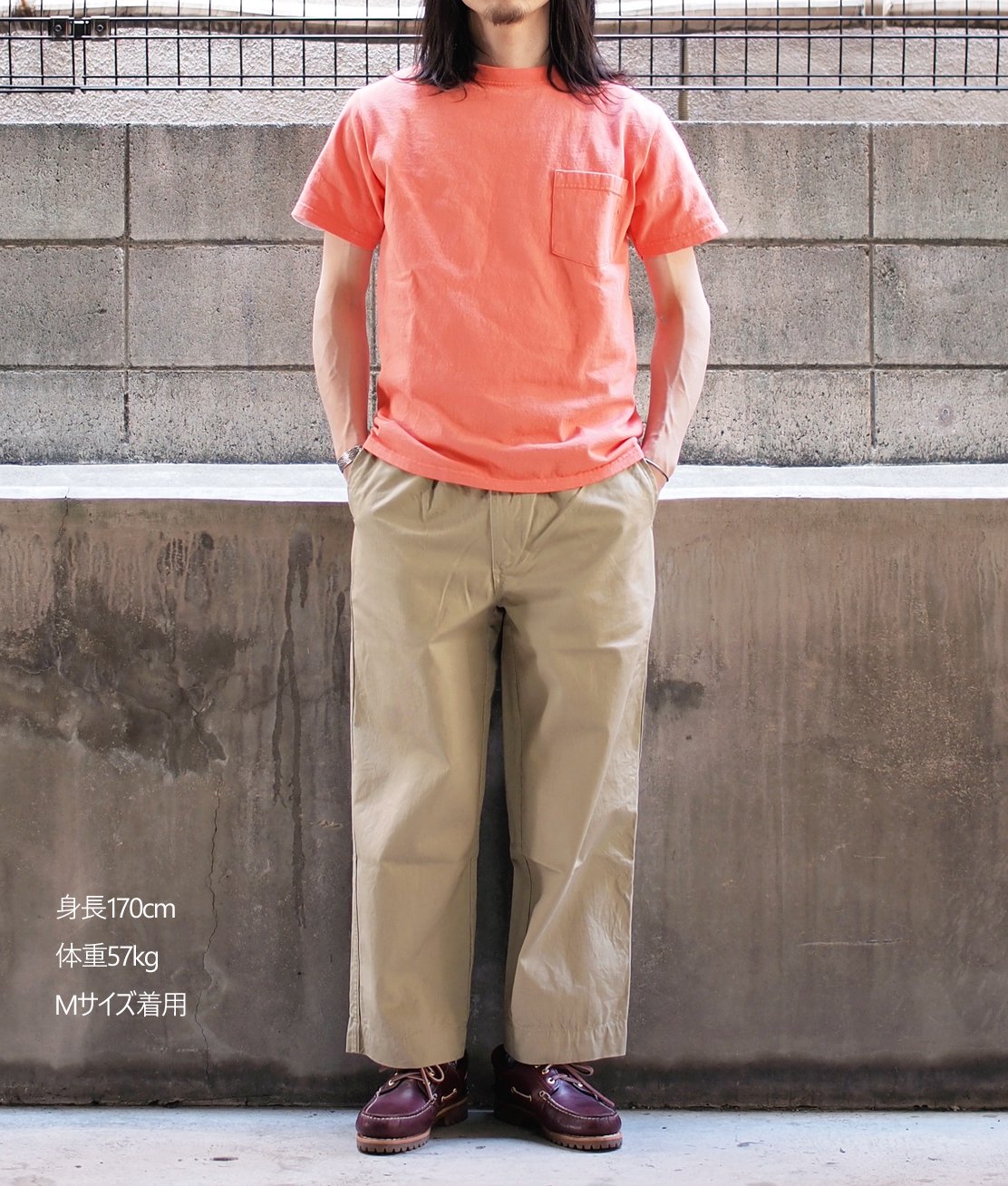 GOODWEAR】CREW NECK POCKET TEE - SMOKY CORAL 7.2オンス Tシャツ USA