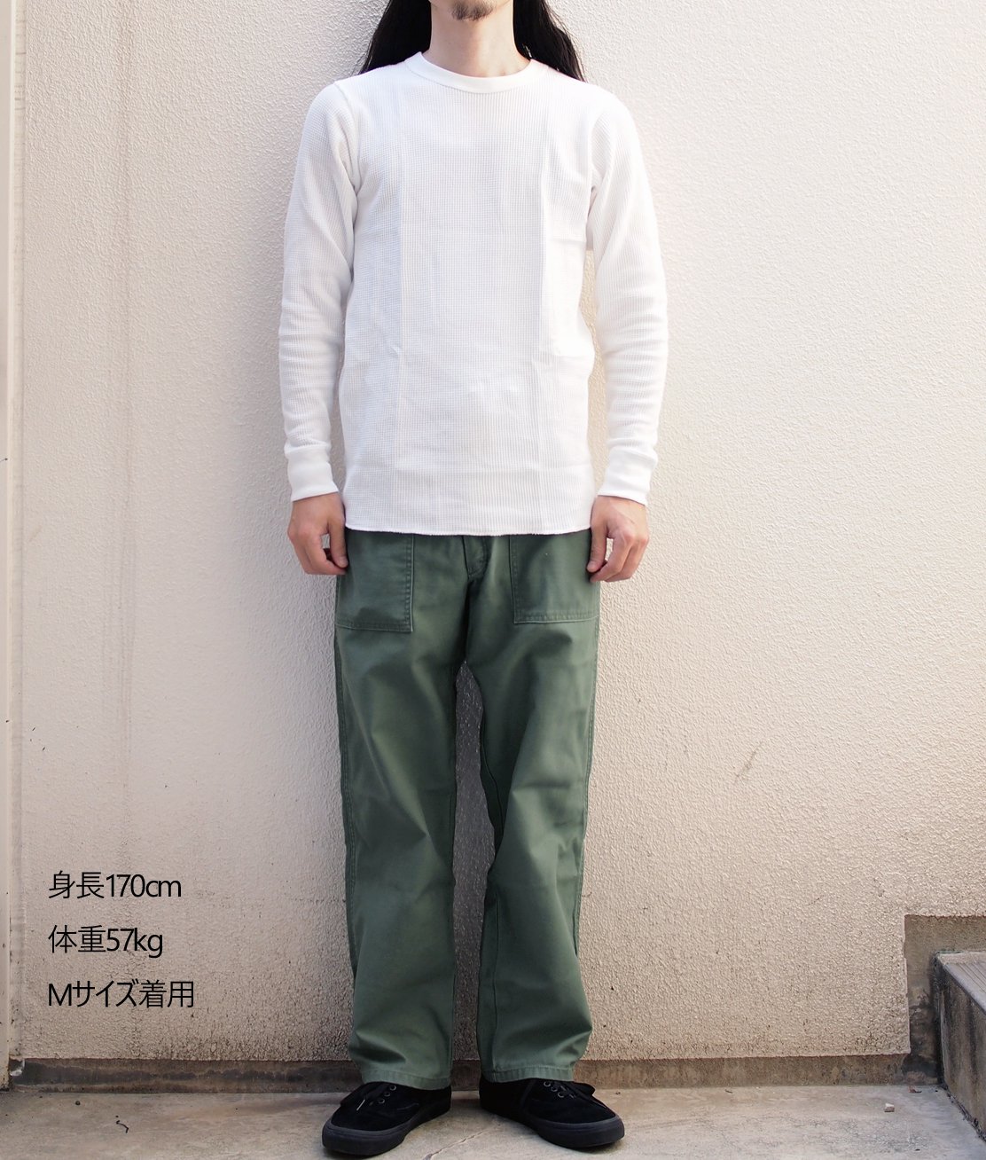 Hanes】HM4-Y203 THERMAL TOP - OFF WHITE サーマルシャツ 100% USA