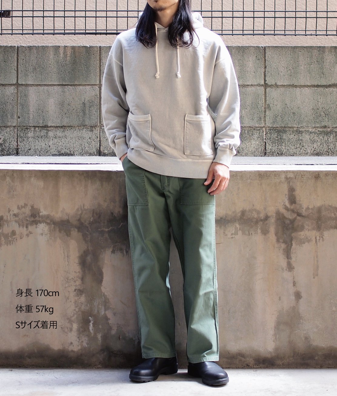 JACKMAN】JM7357 FADED SWEAT PARKA - FADE SILVER スウェット