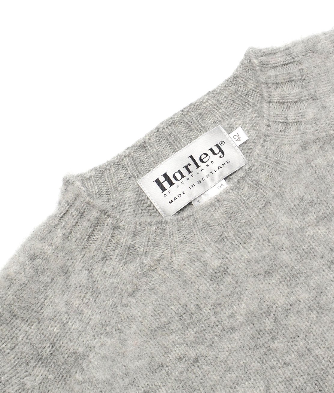 Harley OF SCOTLAND】CREW NECK SWEATER - SILVER シェトランド