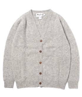 Harley OF SCOTLAND】V-NECK CARDIGAN - SILVER シェトランド