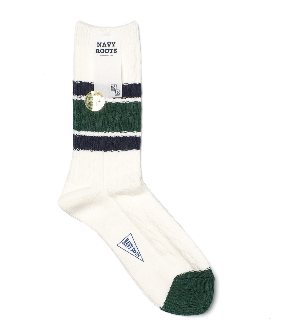 NAVY ROOTS】CABLE BORDER SOCKS ボーダーソックス 靴下 日本製