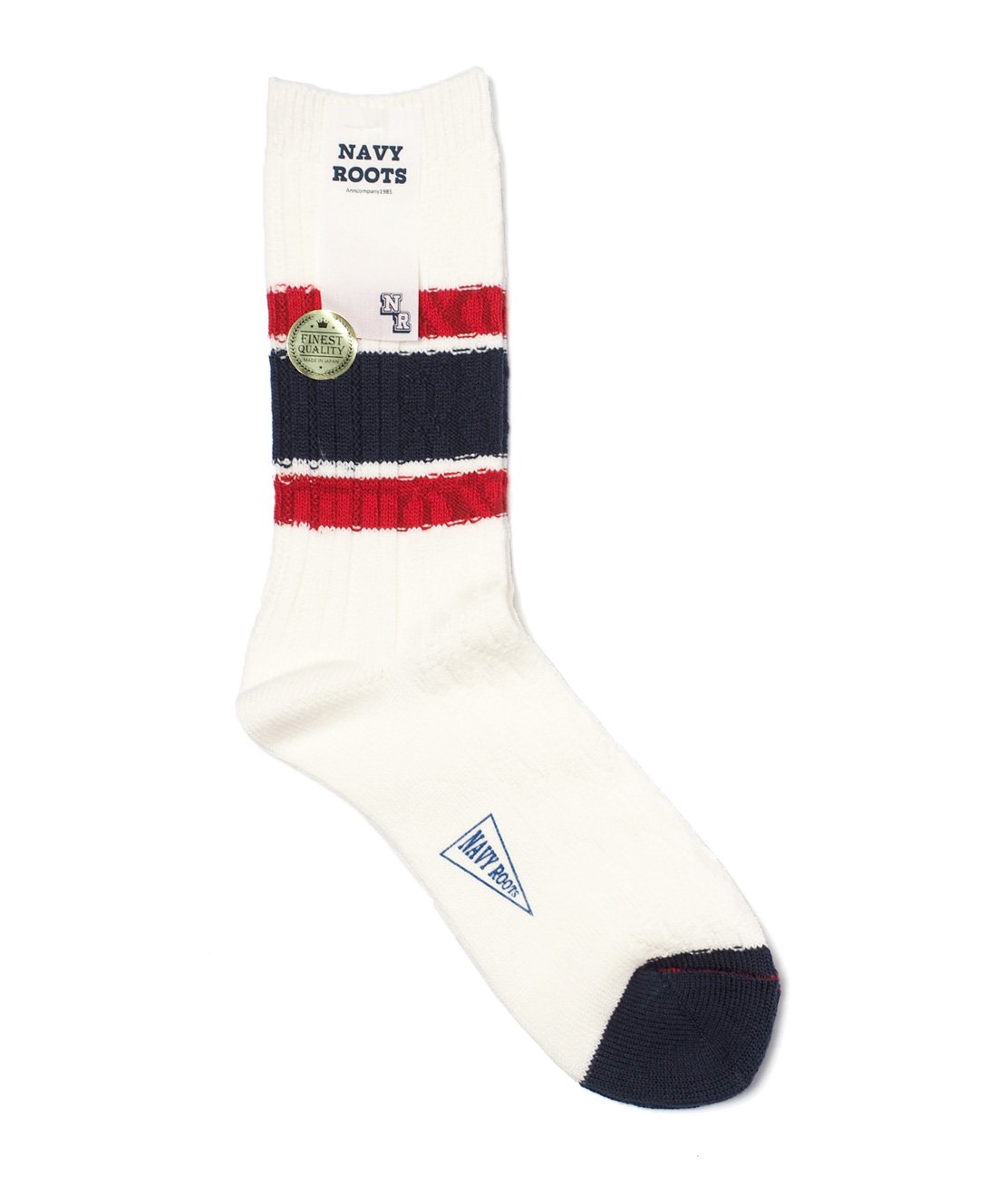 NAVY ROOTS】CABLE BORDER SOCKS ボーダーソックス 靴下 日本製