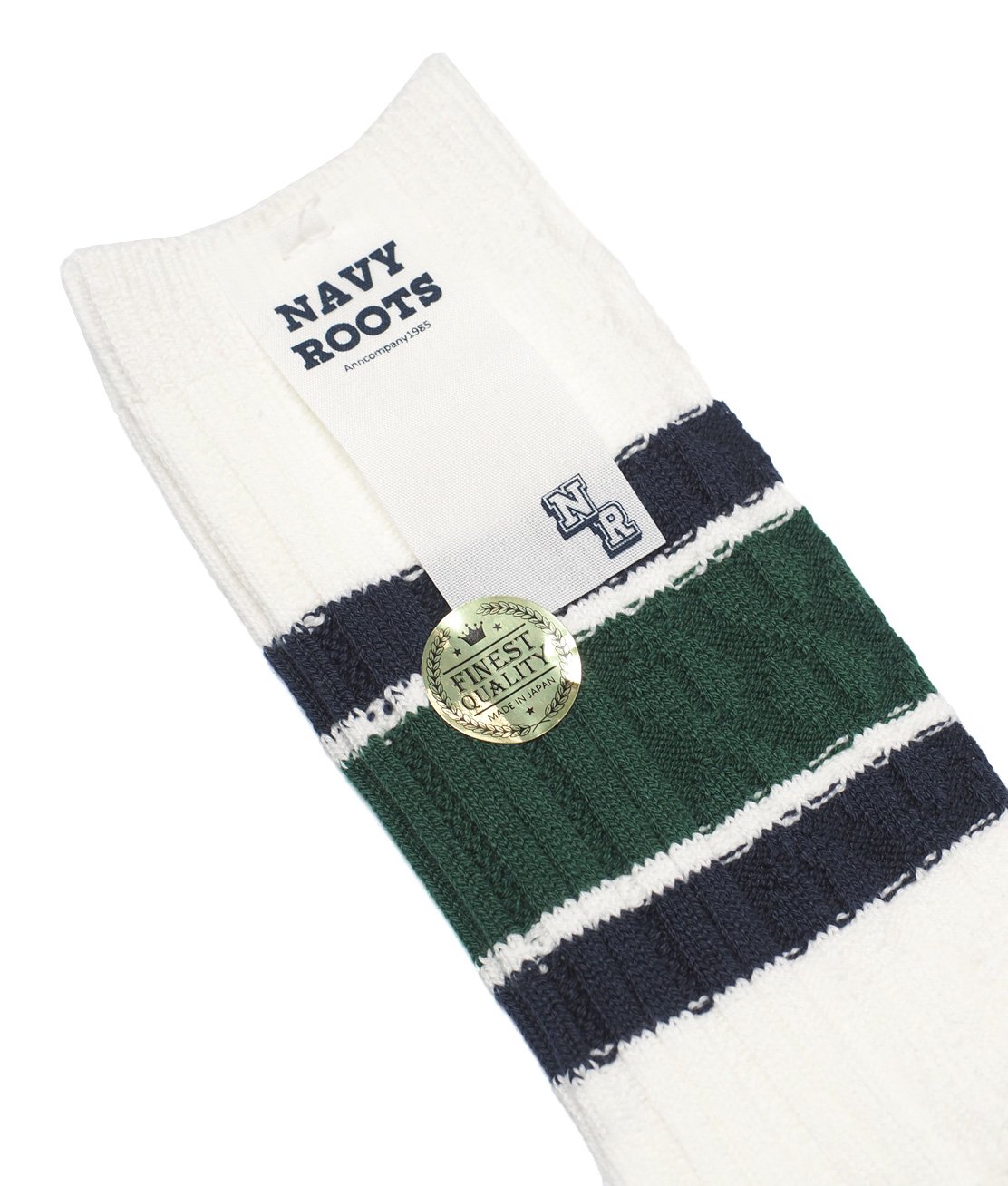 NAVY ROOTS】CABLE BORDER SOCKS ボーダーソックス 靴下 日本製