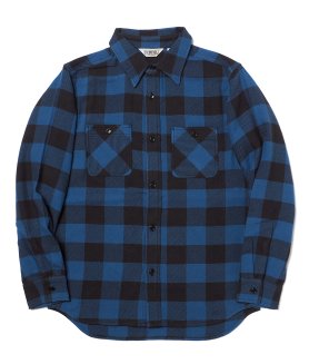 <img class='new_mark_img1' src='https://img.shop-pro.jp/img/new/icons6.gif' style='border:none;display:inline;margin:0px;padding:0px;width:auto;' />【FIVE BROTHER】HEAVY FLANNEL WORK SHIRT - BLUE BUFFALO ネルシャツ ヘビーオンス 厚手