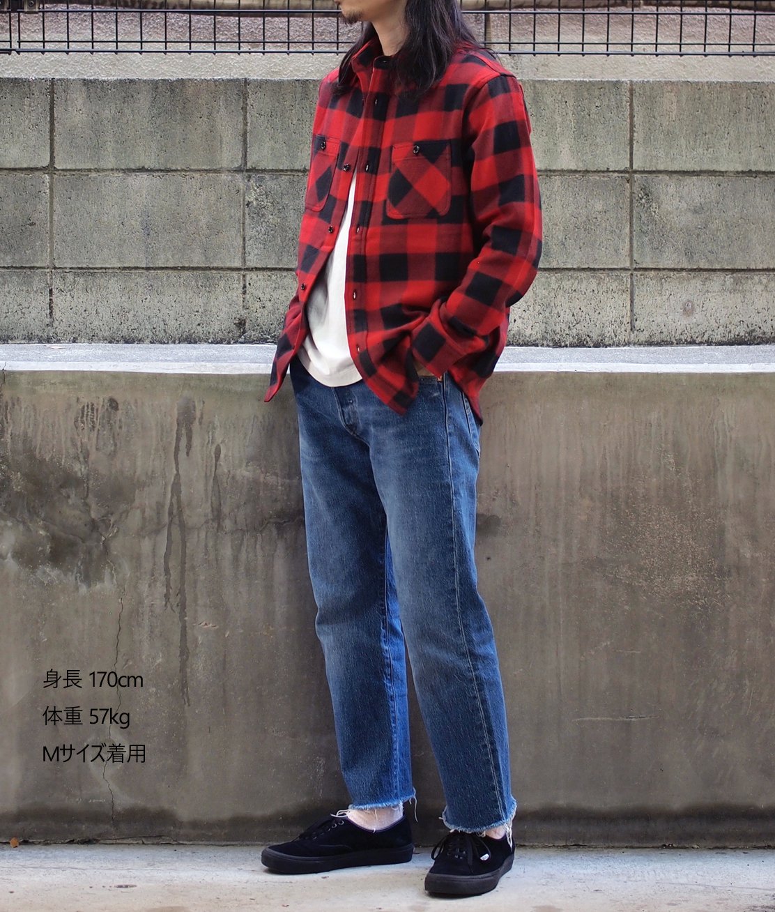 FIVE BROTHER】HEAVY FLANNEL WORK SHIRT - RED BUFFALO ネルシャツ