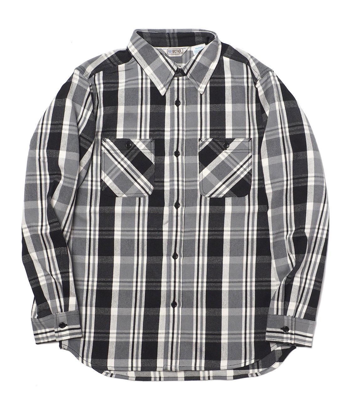 FIVE BROTHER】HEAVY FLANNEL WORK SHIRT - BLACK CHECK