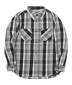 <img class='new_mark_img1' src='https://img.shop-pro.jp/img/new/icons6.gif' style='border:none;display:inline;margin:0px;padding:0px;width:auto;' />【FIVE BROTHER】HEAVY FLANNEL WORK SHIRT - BLACK CHECK ネルシャツ ヘビーオンス 厚手