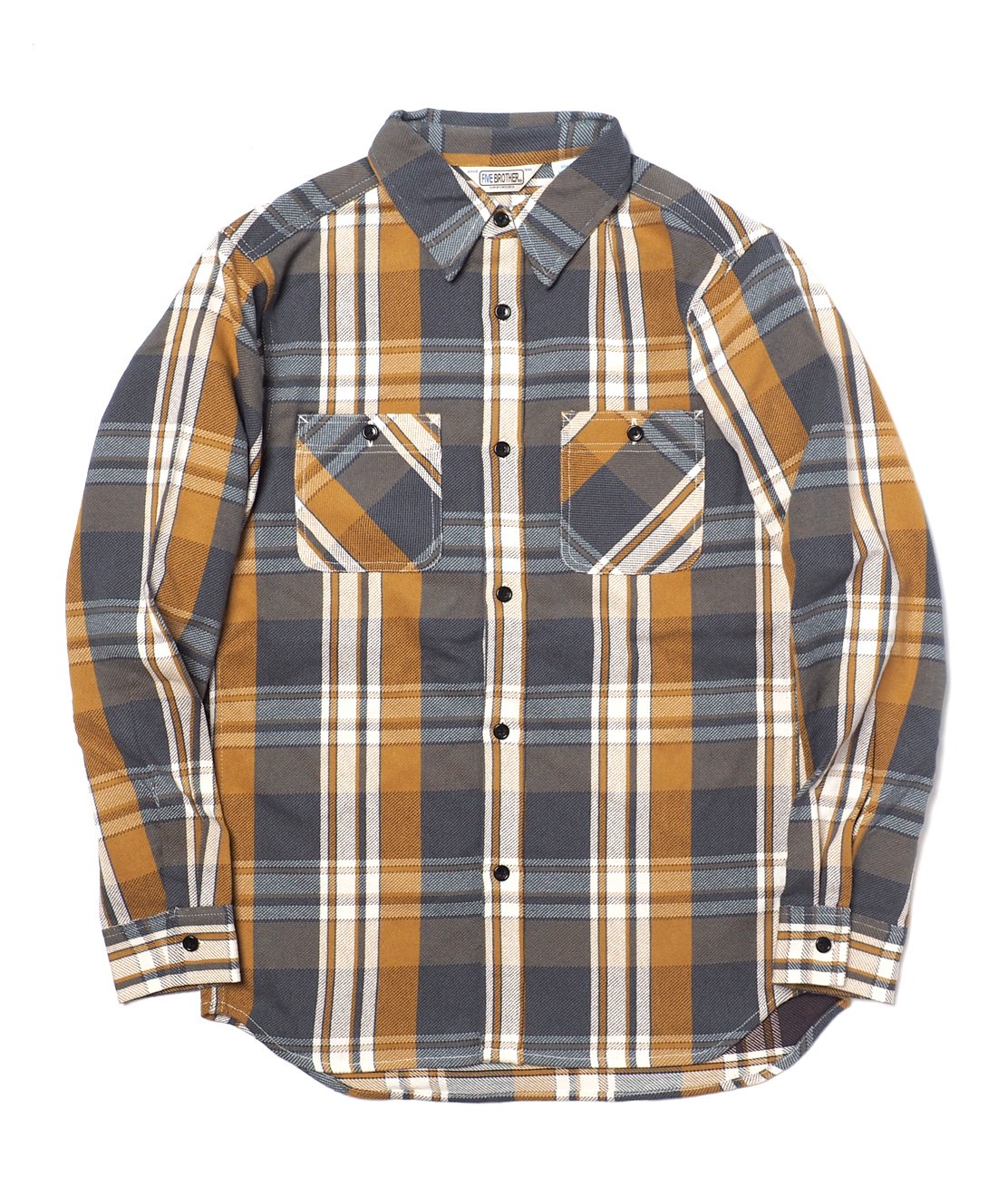 FIVE BROTHER】HEAVY FLANNEL WORK SHIRT - YELLOW CHECK ネルシャツ
