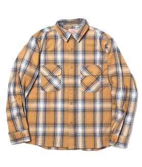 <img class='new_mark_img1' src='https://img.shop-pro.jp/img/new/icons6.gif' style='border:none;display:inline;margin:0px;padding:0px;width:auto;' />【BIG MIKE】HEAVY FLANNEL SHIRT - BEIGE/WHITE ビッグマイク ネルシャツ 厚手 ヘビーネル