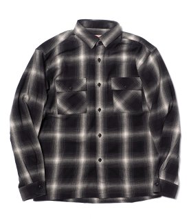 <img class='new_mark_img1' src='https://img.shop-pro.jp/img/new/icons6.gif' style='border:none;display:inline;margin:0px;padding:0px;width:auto;' />【BIG MIKE】OMBRE LIGHT FLANNEL SHIRT - BLACK/WHITE ビッグマイク ネルシャツ オンブレ