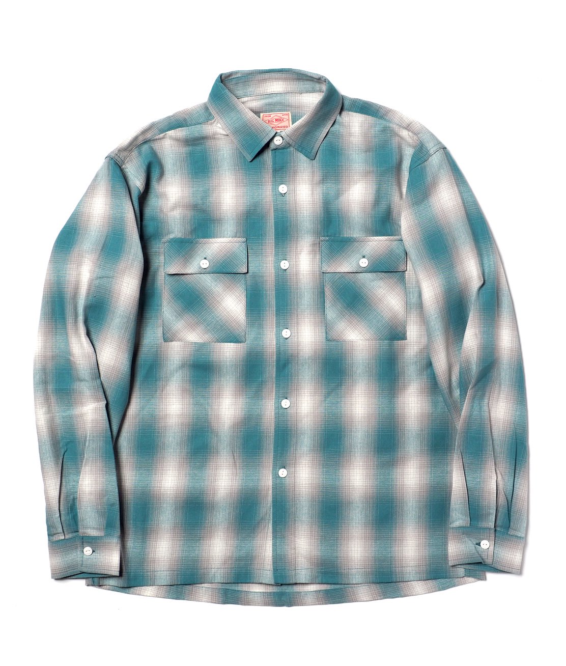 BIG MIKE】OMBRE LIGHT FLANNEL SHIRT - MINT/WHITE ビッグマイク ...