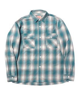 <img class='new_mark_img1' src='https://img.shop-pro.jp/img/new/icons6.gif' style='border:none;display:inline;margin:0px;padding:0px;width:auto;' />【BIG MIKE】OMBRE LIGHT FLANNEL SHIRT - MINT/WHITE ビッグマイク ネルシャツ オンブレ