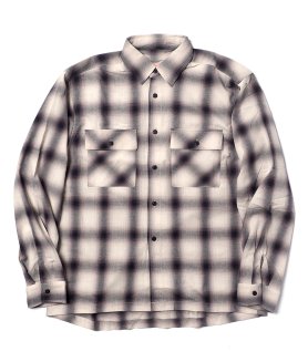【BIG MIKE】OMBRE LIGHT FLANNEL SHIRT - WHITE/NAVY ビッグマイク ネルシャツ オンブレ