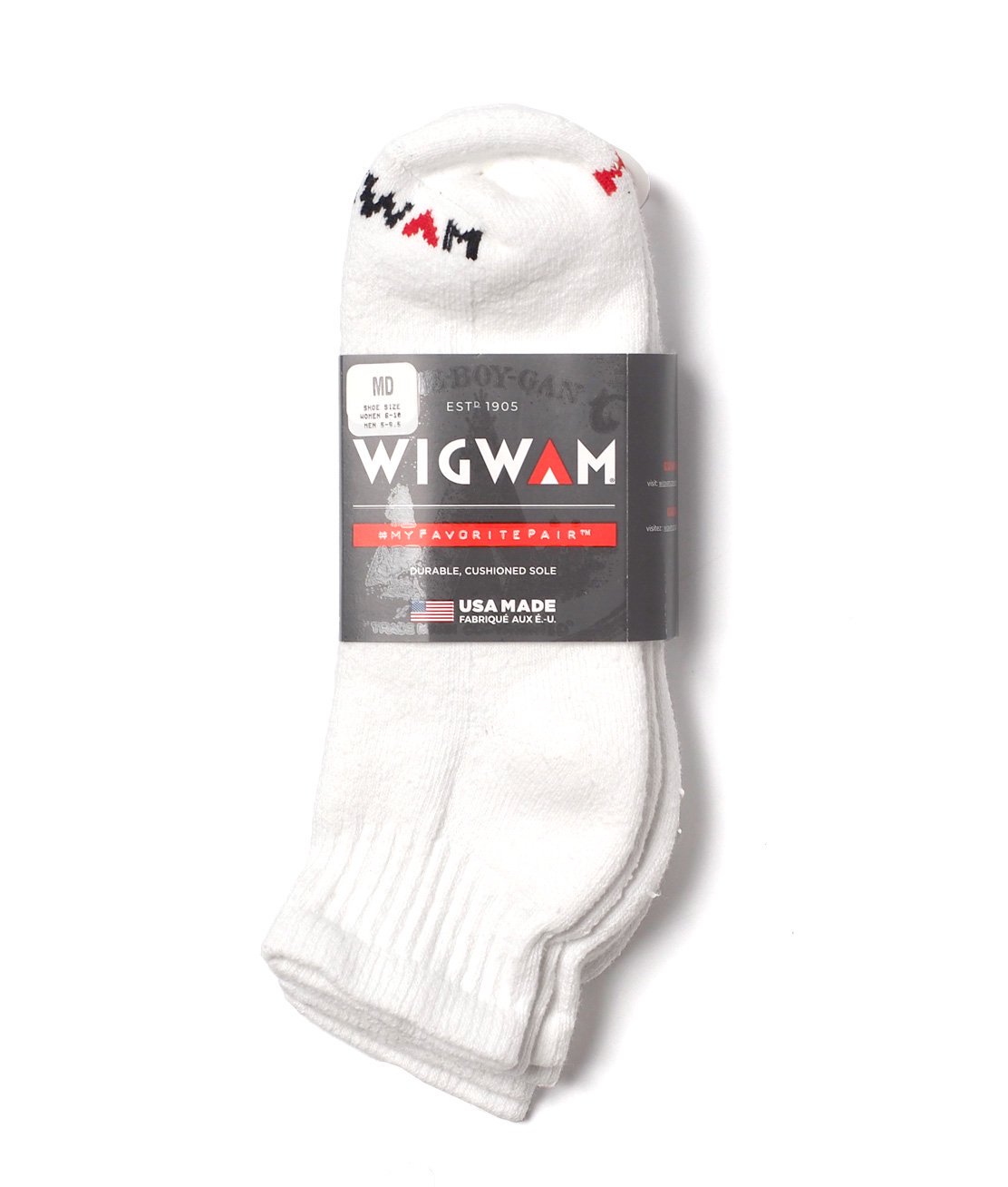 WIGWAM】SUPER 60 QUATER 3P MIDWEIGHT SOCKS - WHITE ソックス 靴下 