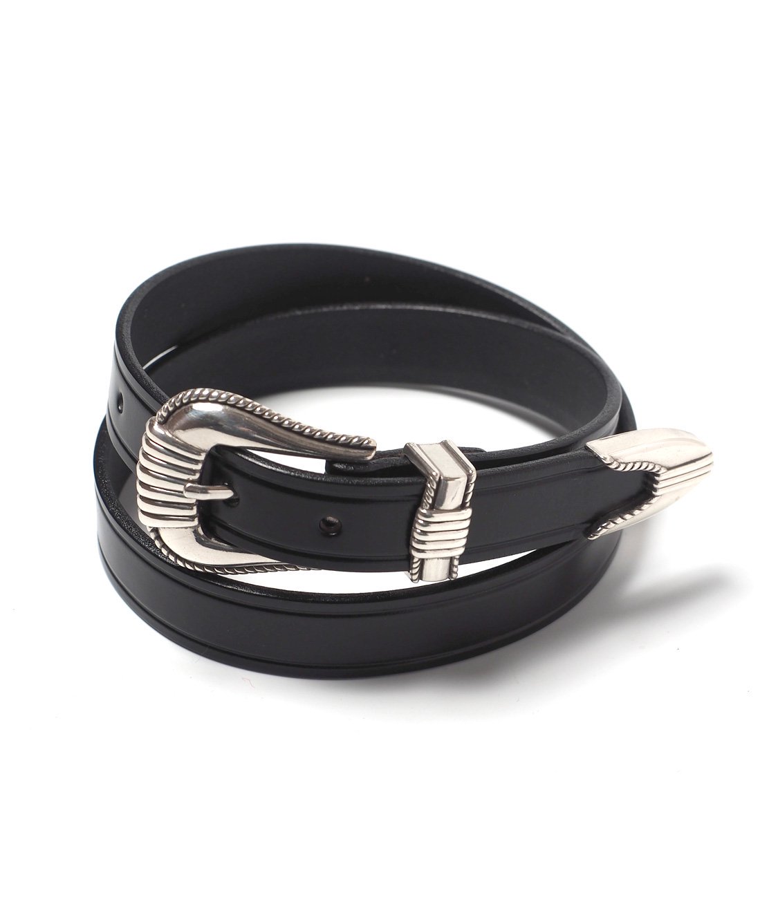 【TORY LEATHER】3PIECE CREASED SILVER BUCKLE BELT 
