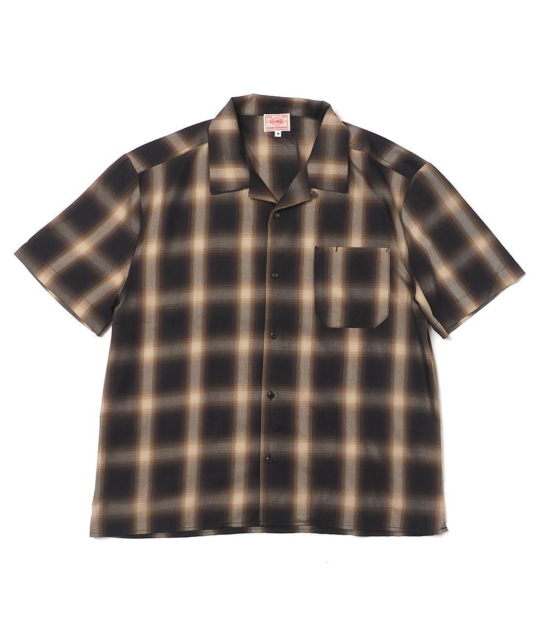 BIG MIKE】OMBRE CHECK S/S SHIRT - BLACK/BROWN ビッグマイク