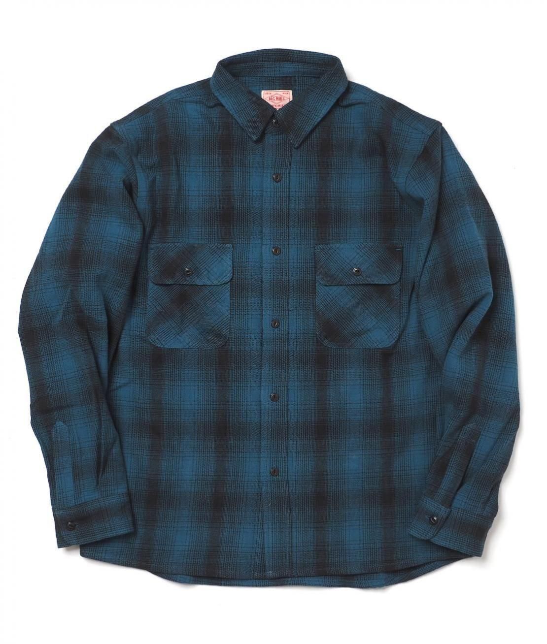 BIG MIKE】HEAVY FLANNEL SHIRT - BLUE GRY/BLK ビッグマイク