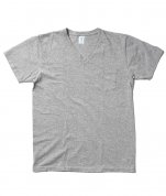 【Velva Sheen】160922 V-NECK TEE W/PK - H.GREY Vネック ポケットTシャツ USA製 1枚売り
