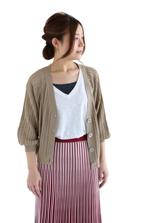 MARILYN MOON(マリリンムーン) すかしボリューム袖カーディガン
