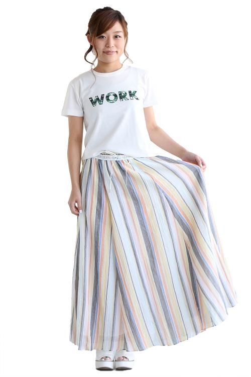 TOMORROWLAND MACPHEE（マカフィ）MULTI STRIPES ロングスカート
