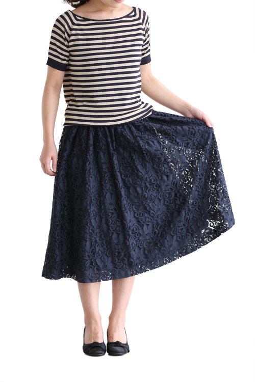 SACRA(サクラ) LACY レーススカート【SG510121】NAVY - YAMAROKU